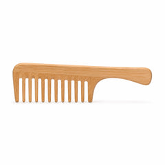 Bamboo Wide-Tooth Hair Comb with Handle – Detangling Comb
