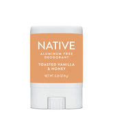 Native aluminum-free deodorant stick with toasted vanilla and honey scent on a white background