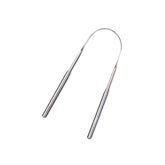 huppy tongue cleaner - sleek stainless steel U-shaped tongue scraper with polished finish against clean white background, showing professional medical-grade construction