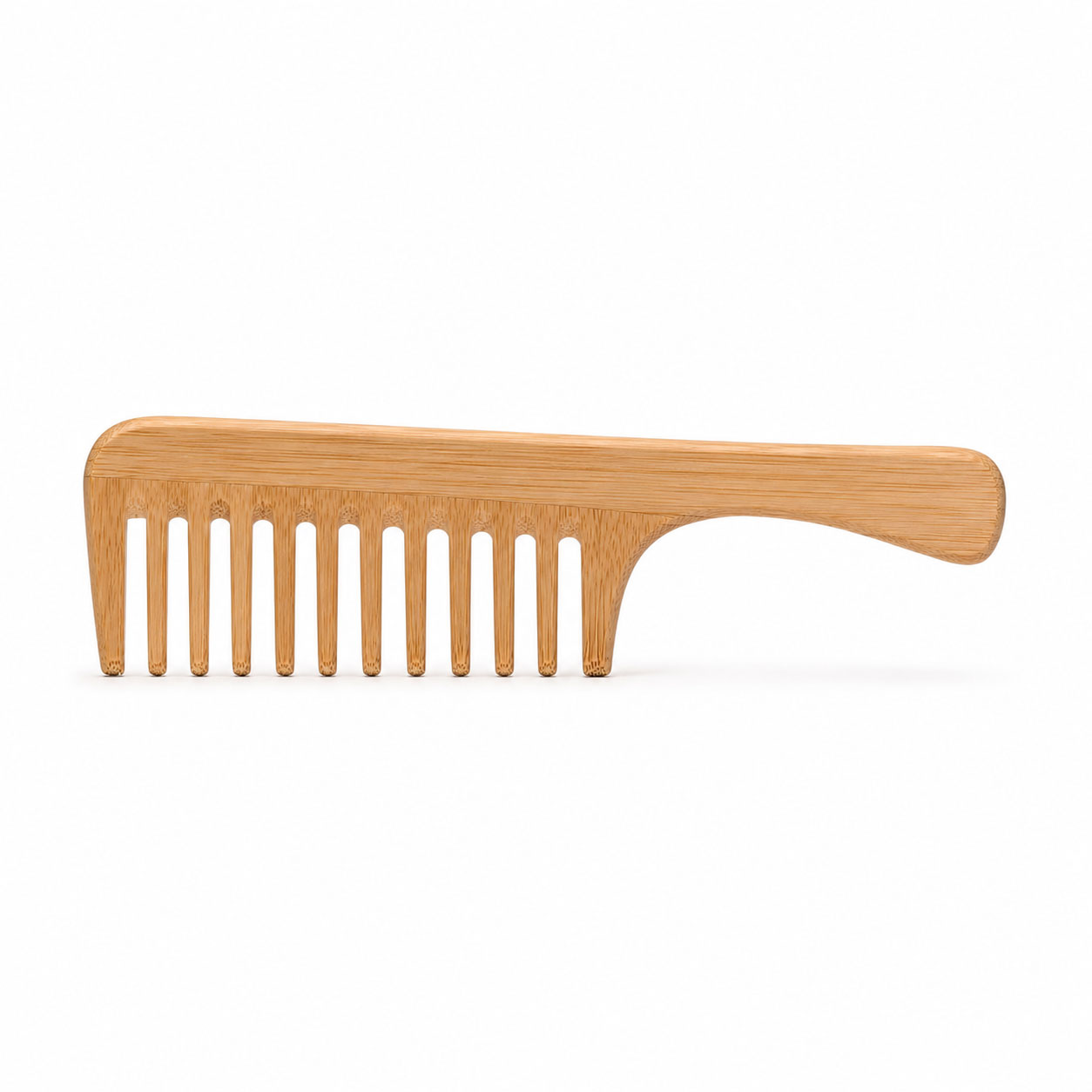 Bamboo Wide-Tooth Hair Comb with Handle – Detangling Comb