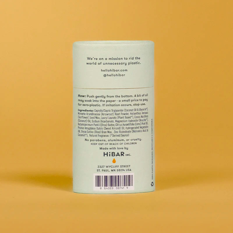 HiBAR Plastic Free Natural Deodorant - Bergamot & Cedar