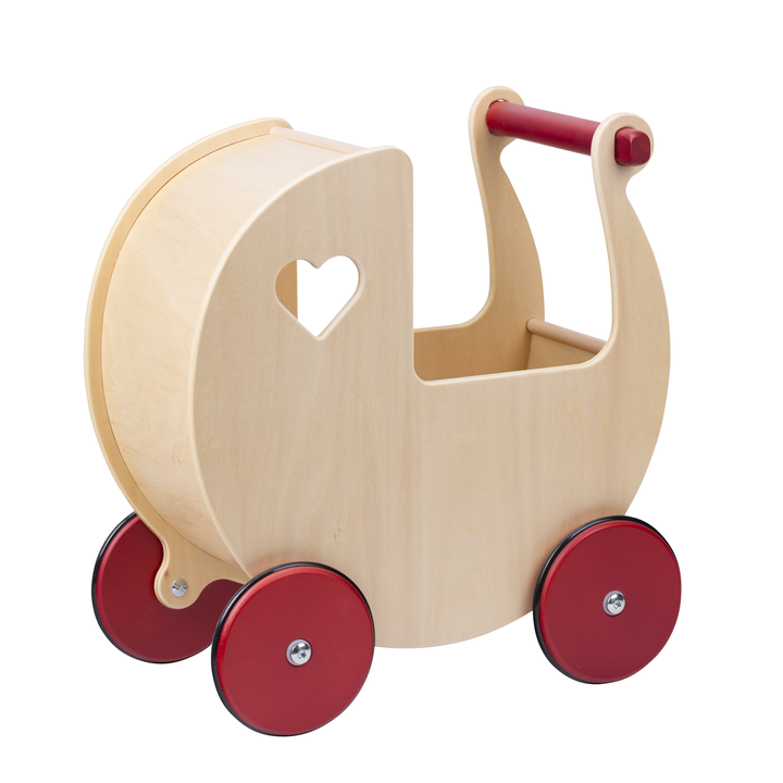 moover wooden doll pram stroller - natural color