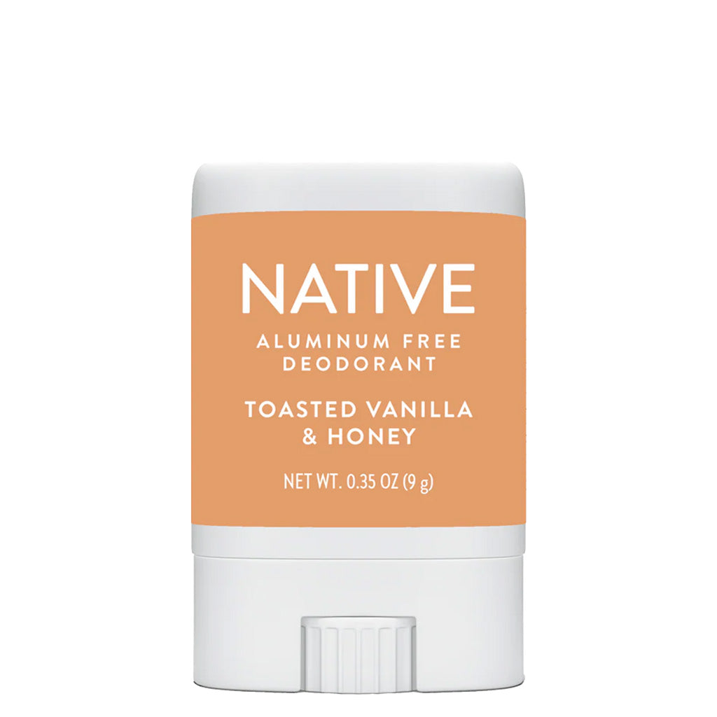 Native aluminum-free deodorant stick with toasted vanilla and honey scent on a white background
