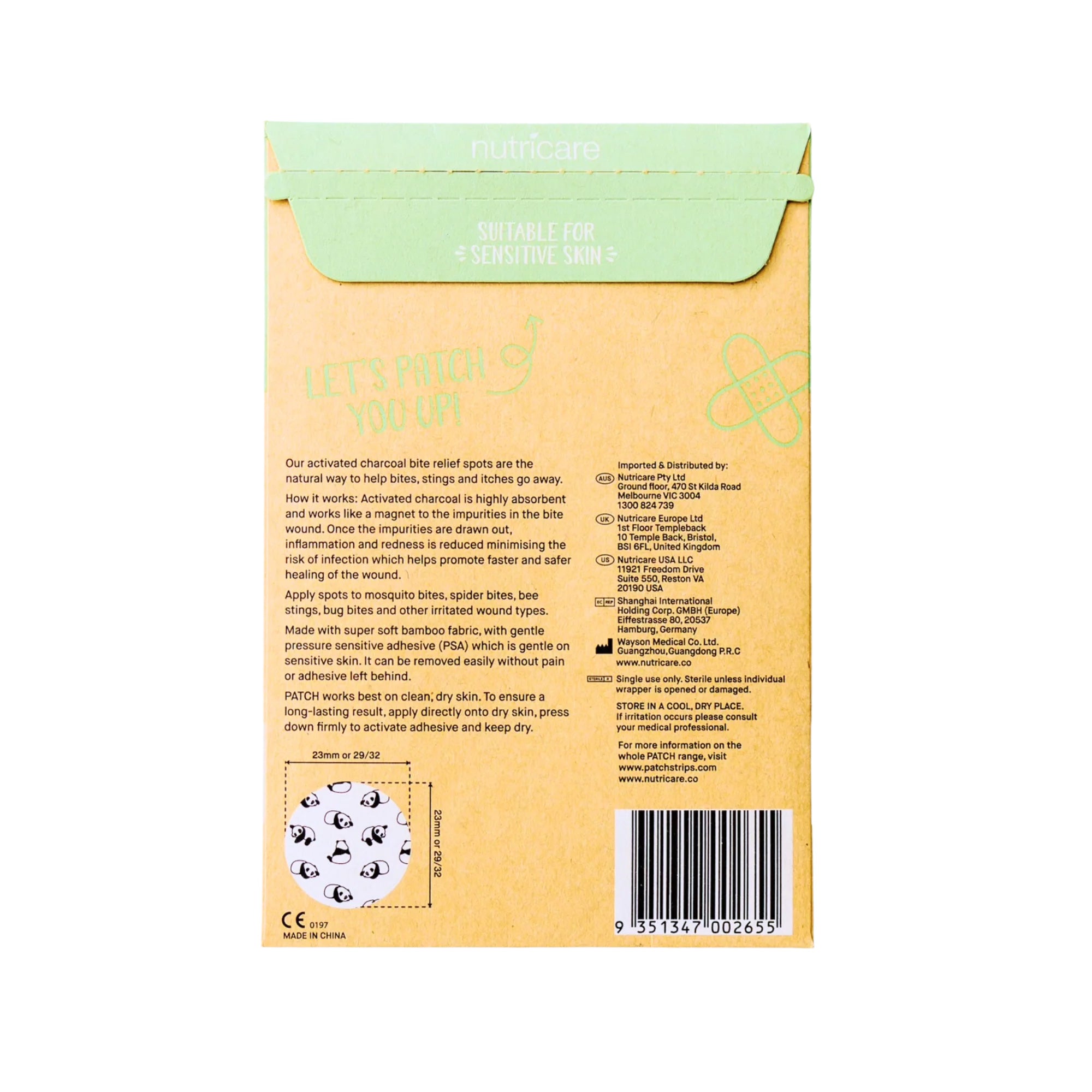 PATCH Bite Relief Spots with Activated Charcoal - 30 Eco-Friendly Bamboo Dots