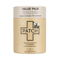 PATCH Panda Bamboo Bandages Value Pack - 100 Coconut Oil Infused Strips