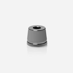 Rockwell matte brushed stainless steel inkwell razor stand showing sophisticated gunmetal gray finish and tapered cone design for bathroom countertop.