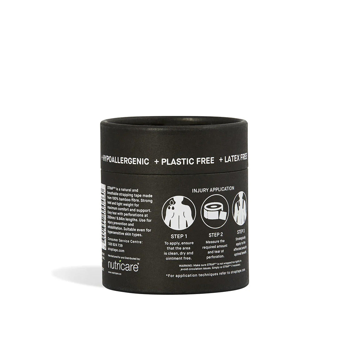 STRAP Black Bamboo Body Tape – 5.5yd Eco-Friendly Athletic Support Tape
