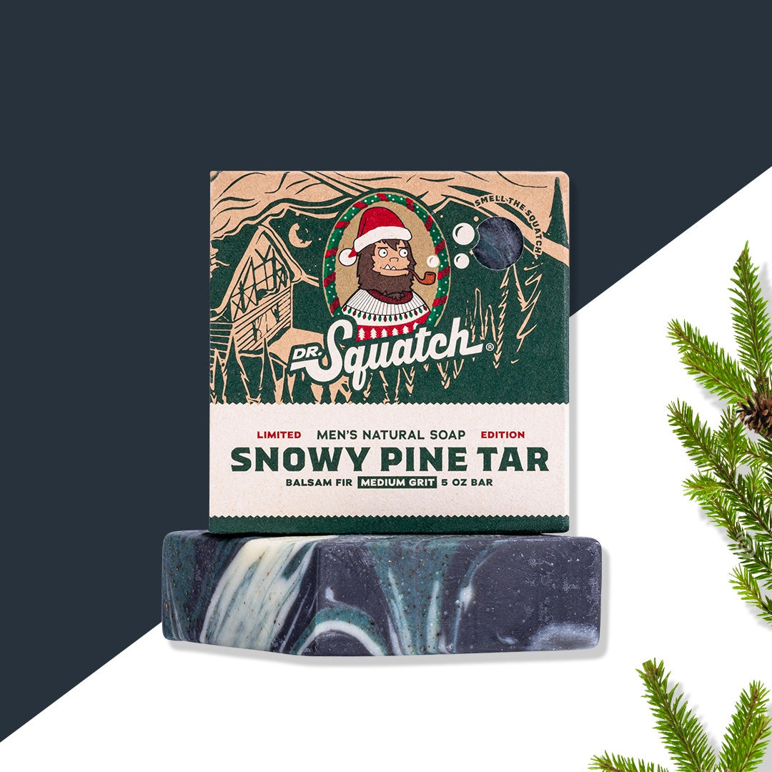 Dr. Squatch - 🌲PRODUCT DROP🌲 Snowy Pine Tar is a wintry twist on our  best-selling scent. Ingredients like conditioning Bayberry Wax and Wild Ice  Leaf are combined with exfoliating Balsam Fir Powder
