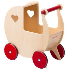 moover wooden doll pram stroller - natural color