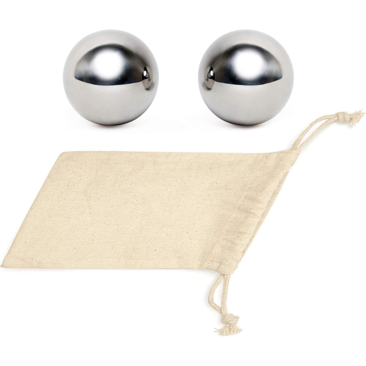 Stainless Steel Whisky Chilling Balls – Set of 2 with Cotton Pouch