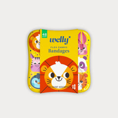 Welly Flex Fabric Bandages for Kids - Reusable Tin (48 Count Assorted)
