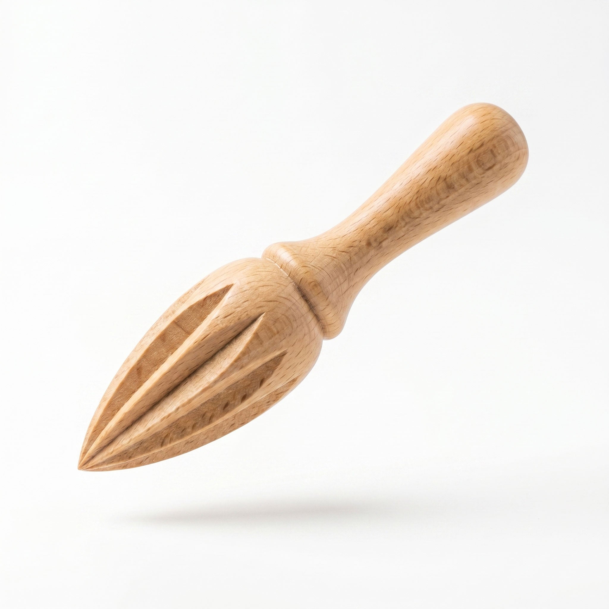 Wooden citrus press on a white background