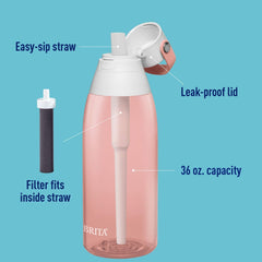 Brita Plastic Water Filter Bottle - 36 Ounce -Blush