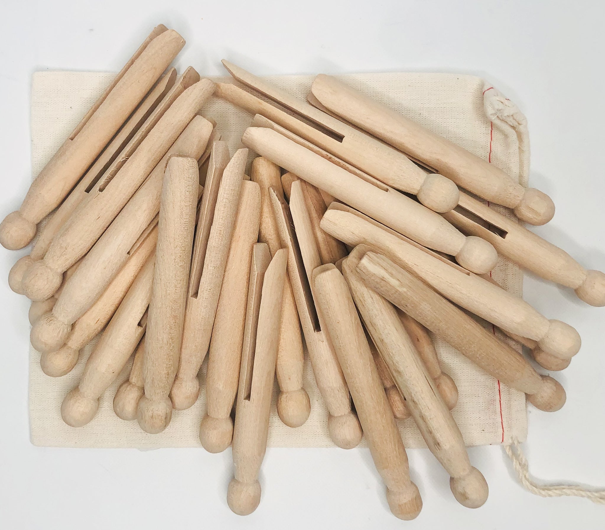 wooden clothes pins with bag