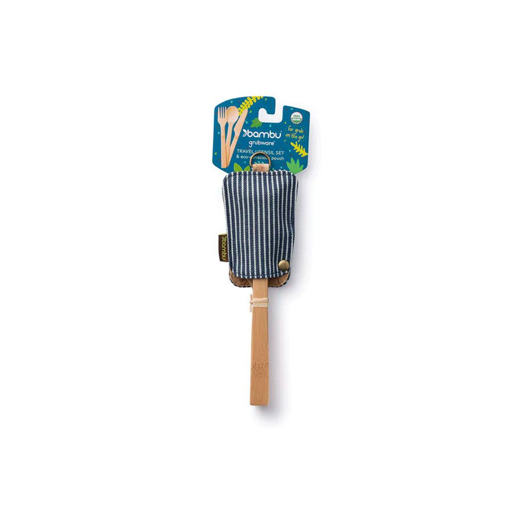Bamboo Utensil Set with Striped Eco-Conscious Pouch | BAMBU