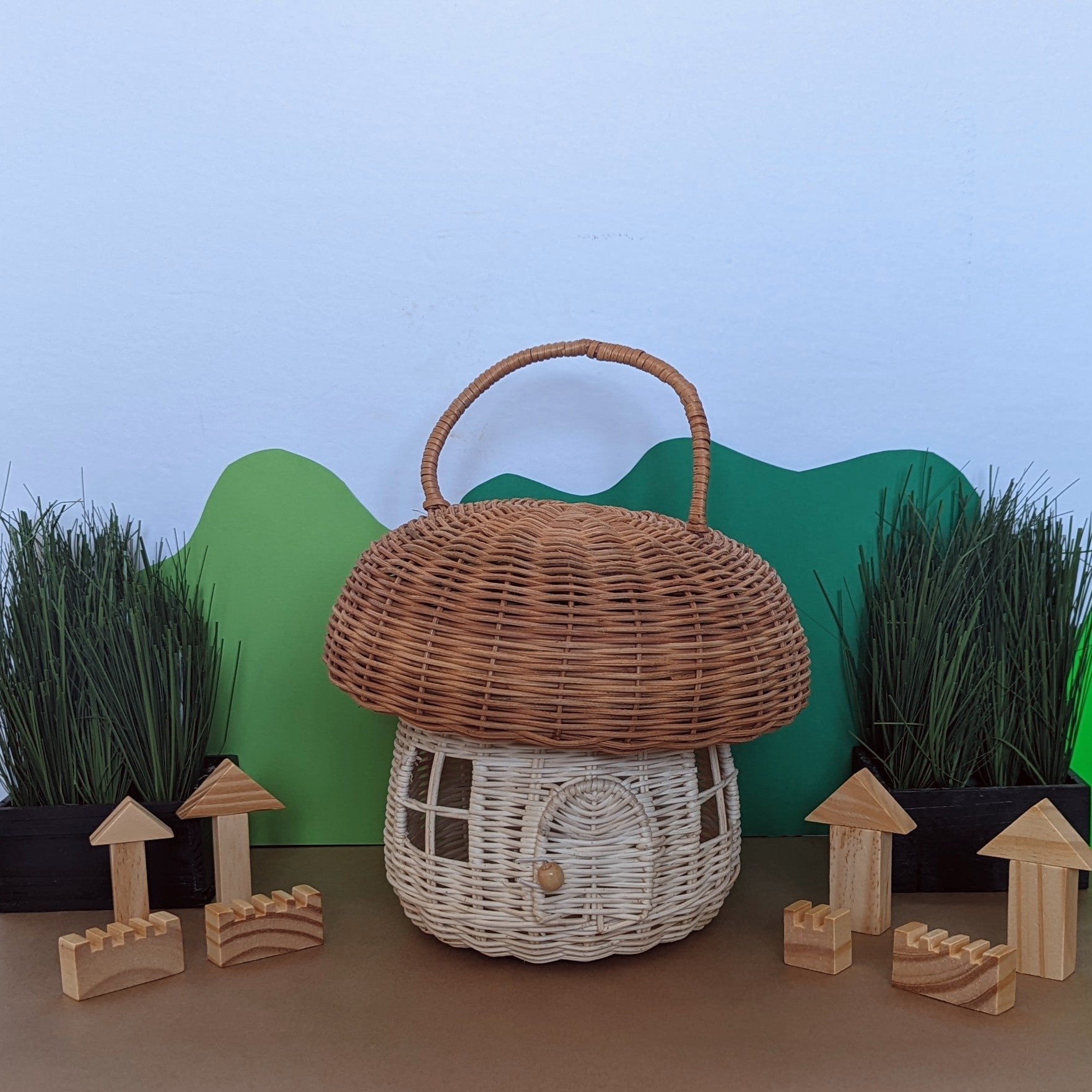 rattan mushroom house basket decor