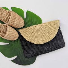 venice - raffia envelope clutch bag