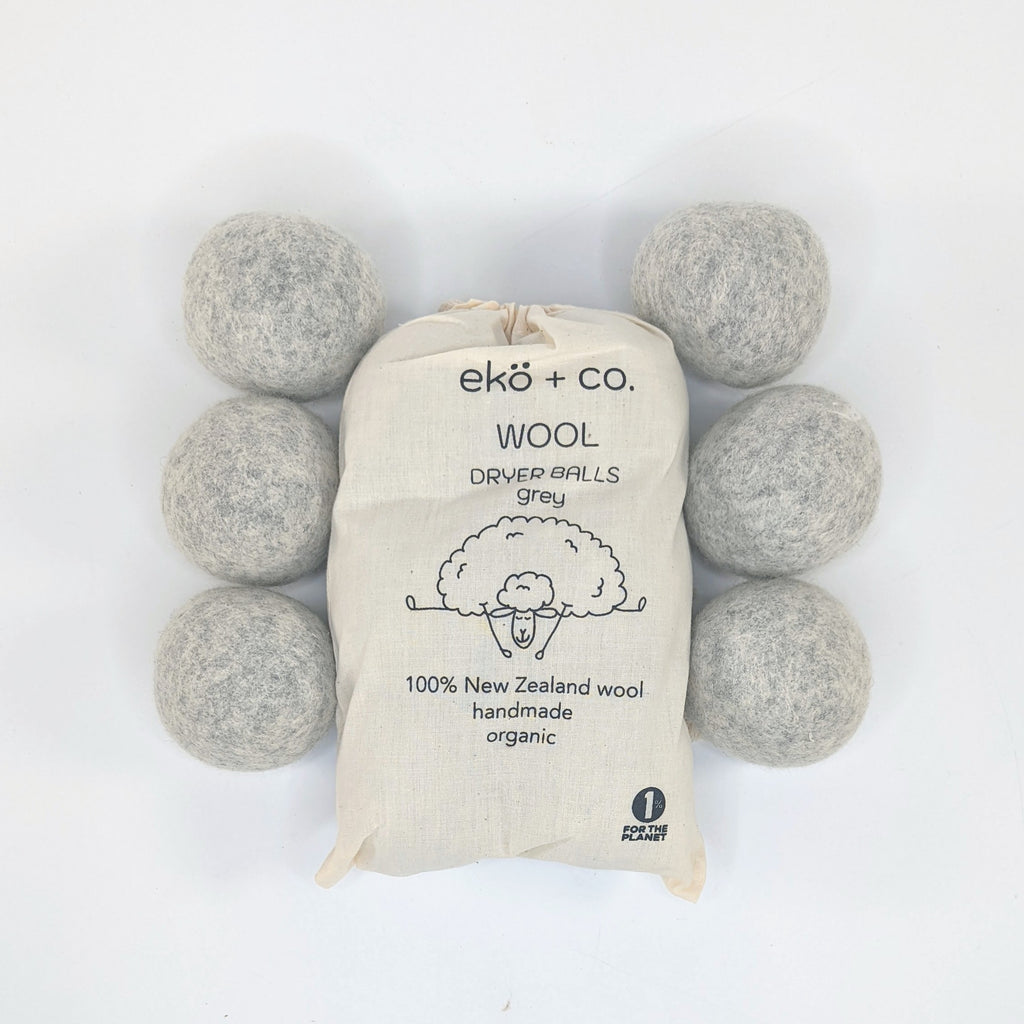 New Zealand wool dryer balls - pack of 6 - grey