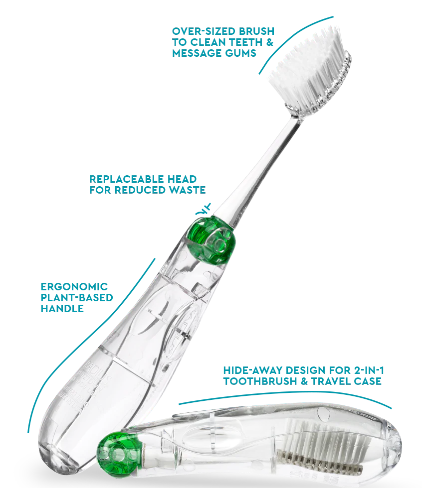 RADIUS Tour Travel Brush - Adult Toothbrush with Soft Bristles