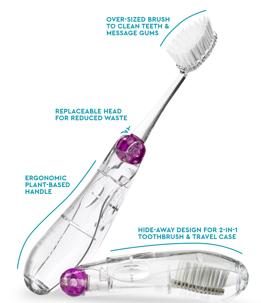 RADIUS Tour Travel Brush - Adult Toothbrush with Soft Bristles