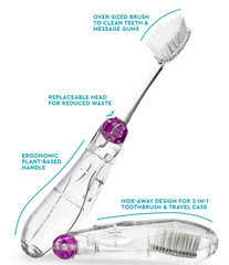RADIUS Tour Travel Brush - Adult Toothbrush with Soft Bristles