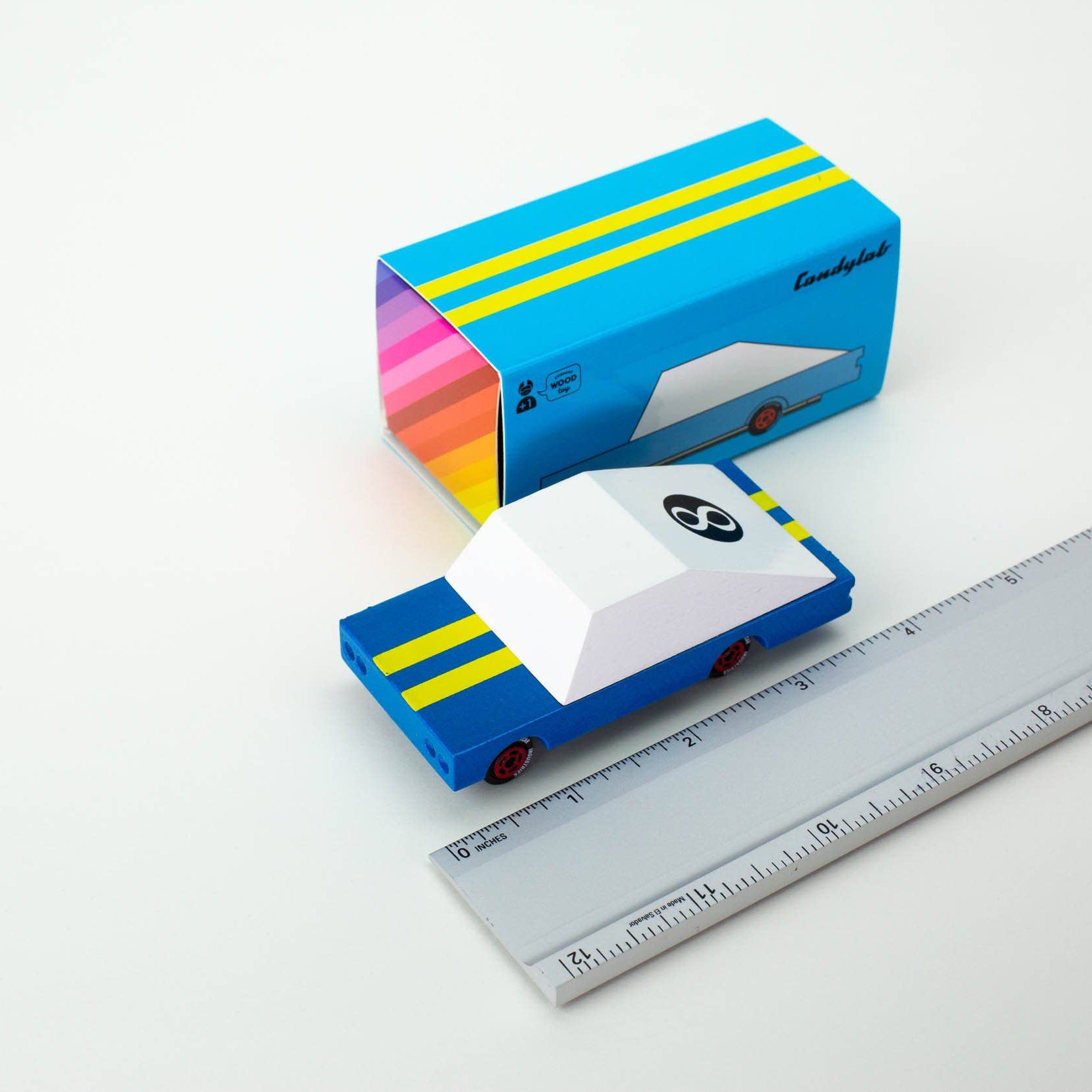 candylab blue racer #8 - wooden toy car