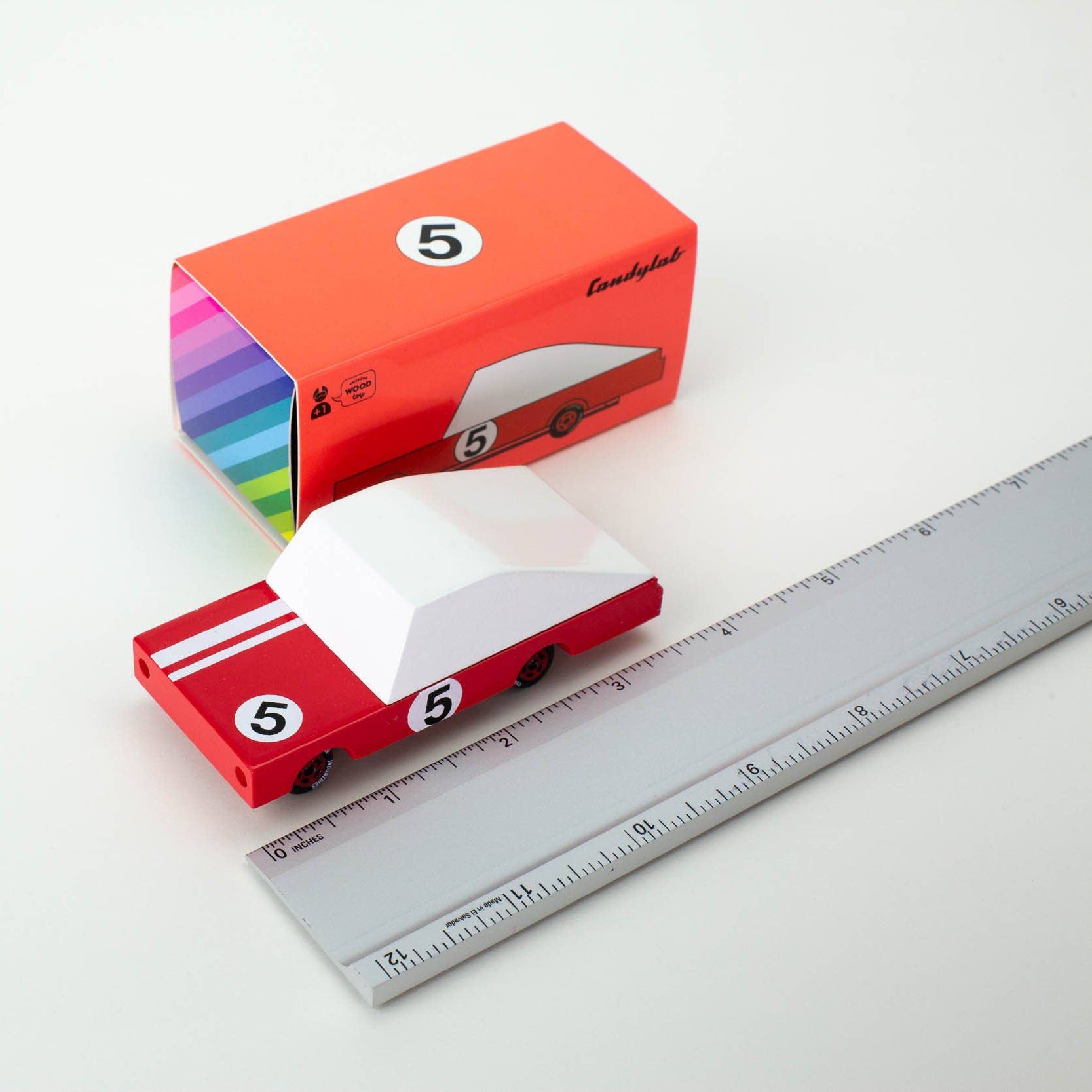 candylab red racer #5 - wooden toy car