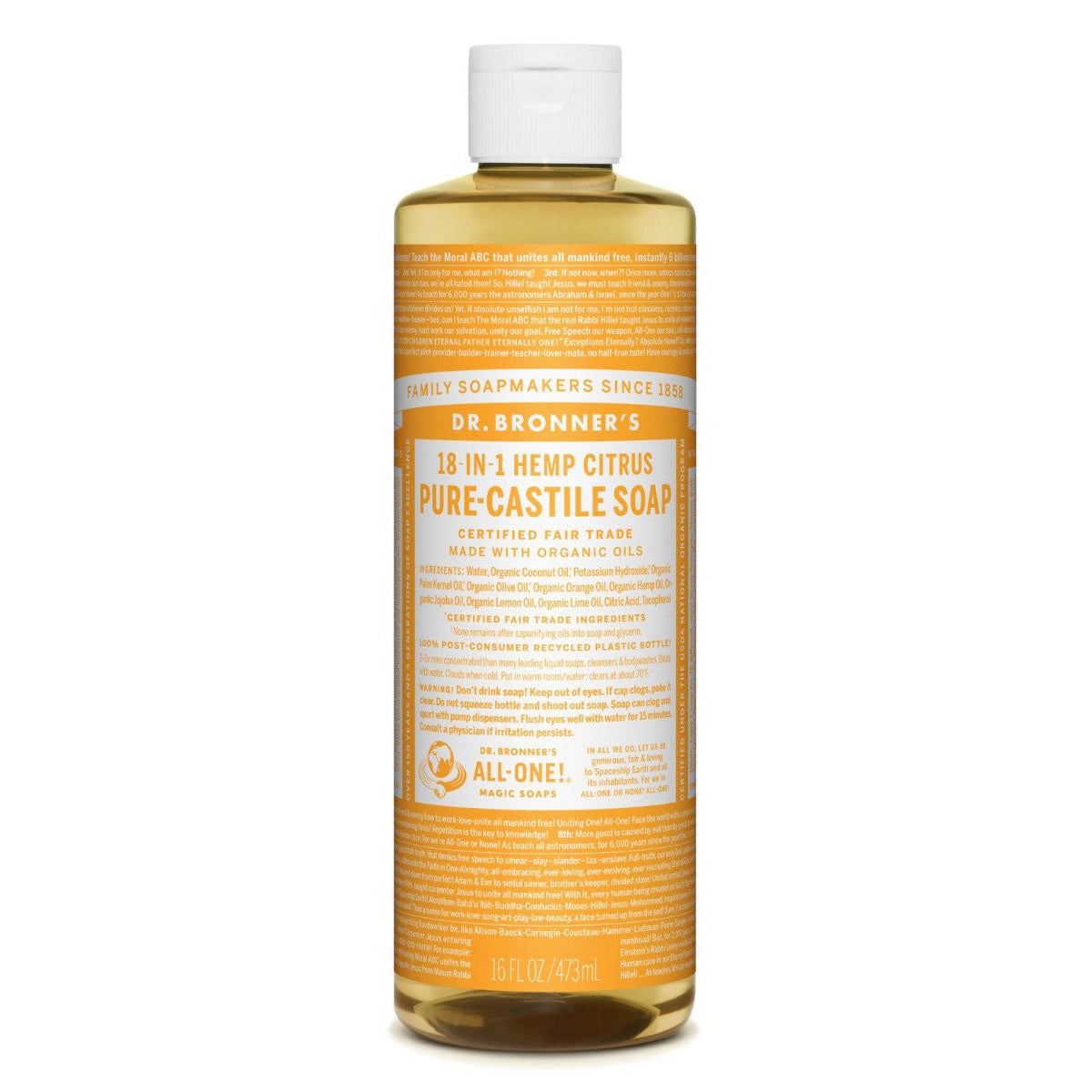 organic pure castile liquid soap - citrus | Dr. Bronner's