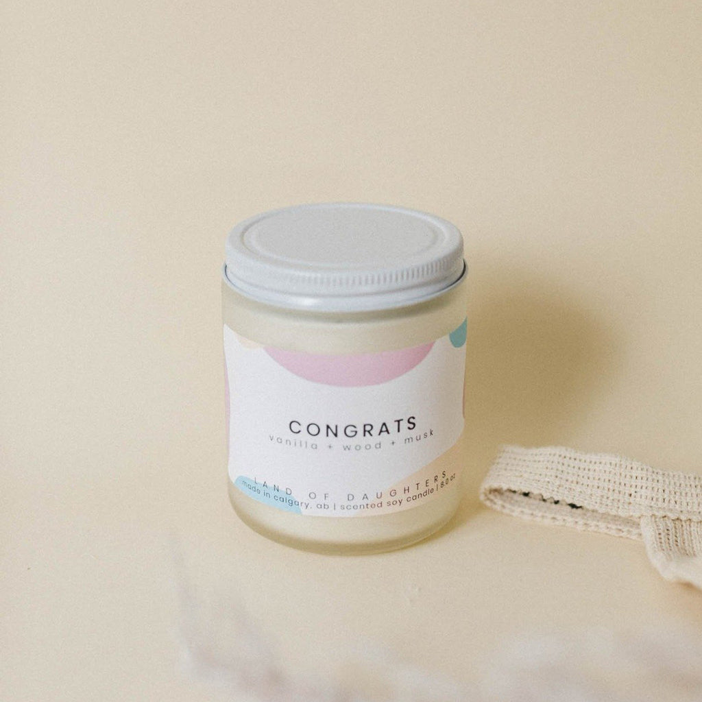 congrats (vanilla + wood + musk) - all natural organic scented candle