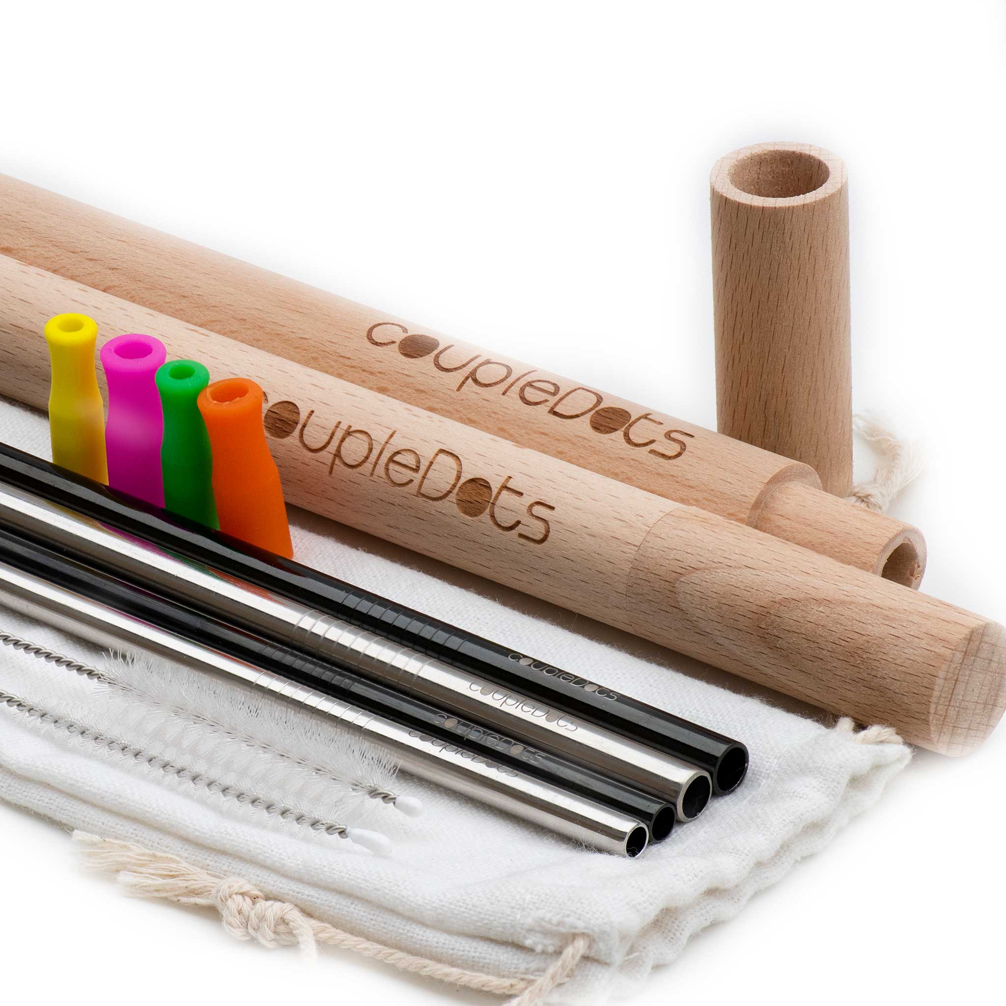 Stainless Steel (Metal) Drinking Straws with Wooden Case & Silicone Tips - EcoFreax | Think Bigger.