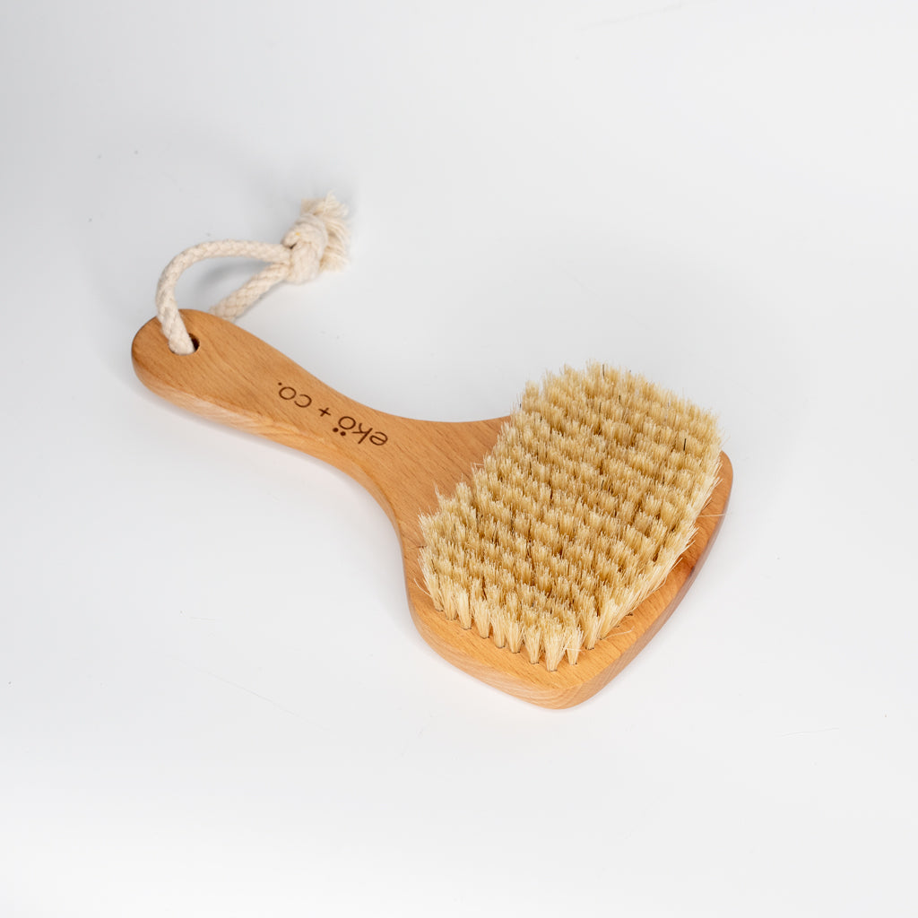 boar bristles dry body brush with handle - dry brushing skin