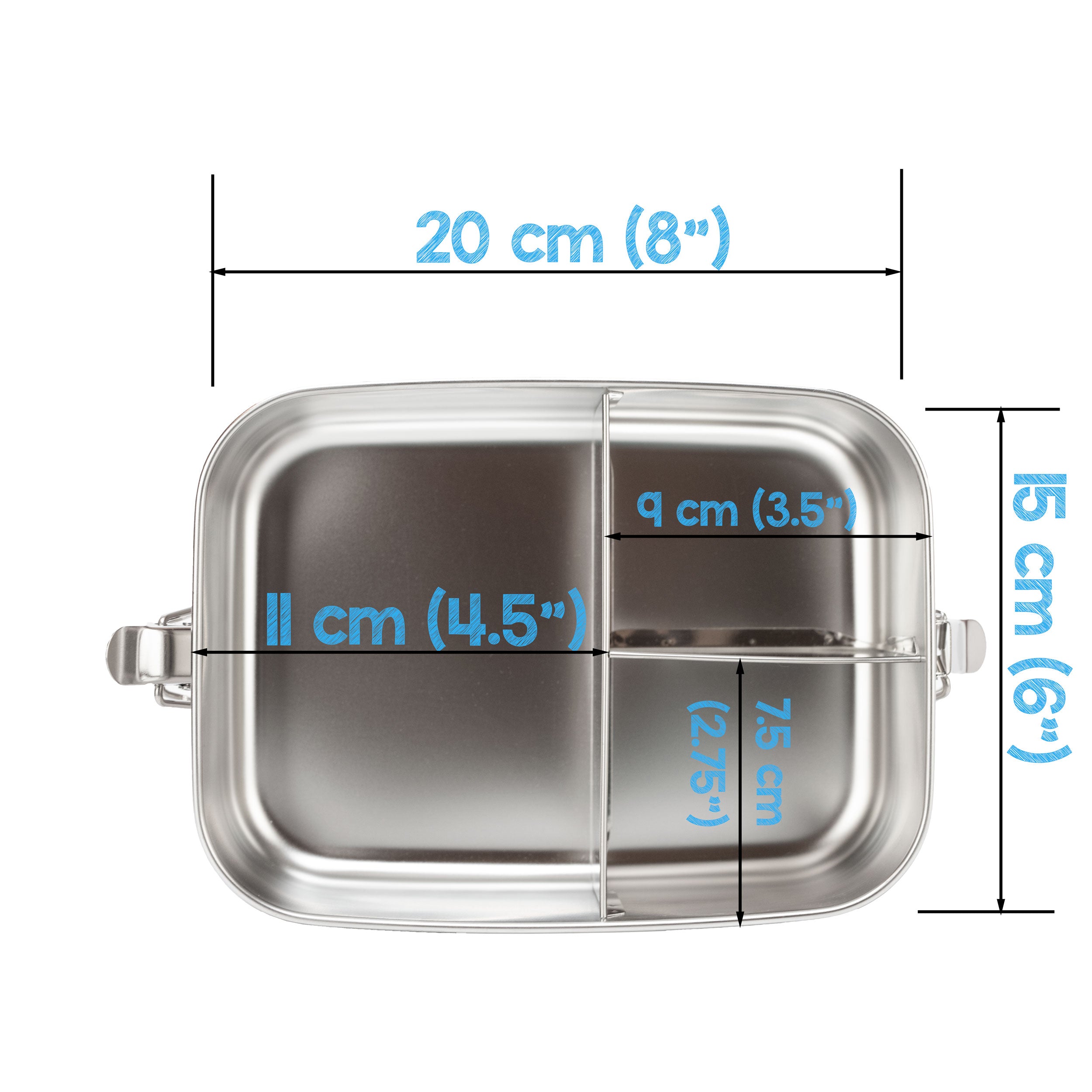 stainless steel 3 compartment bento lunch box