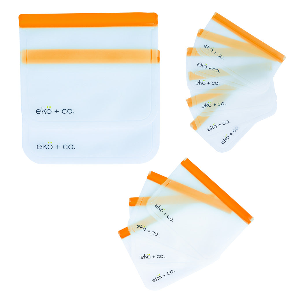 orange reusable freezer bags