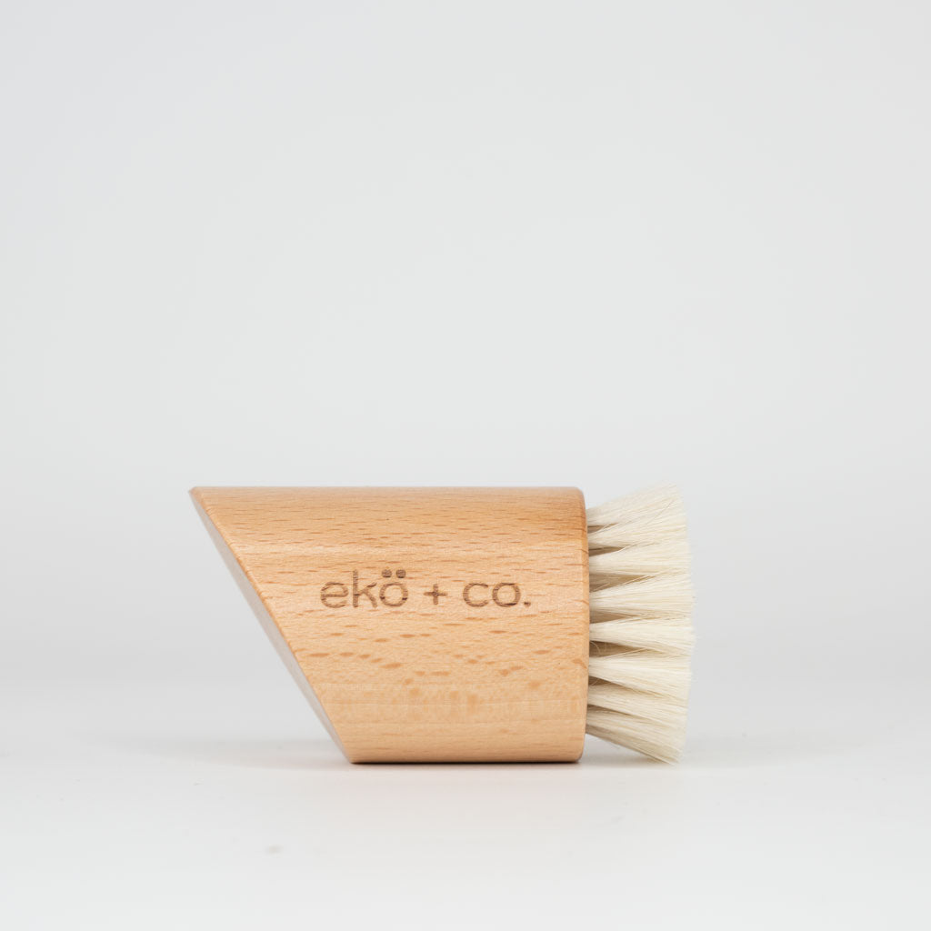 wooden facial dry brush with natural bristles