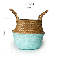 handmade seagrass belly storage basket