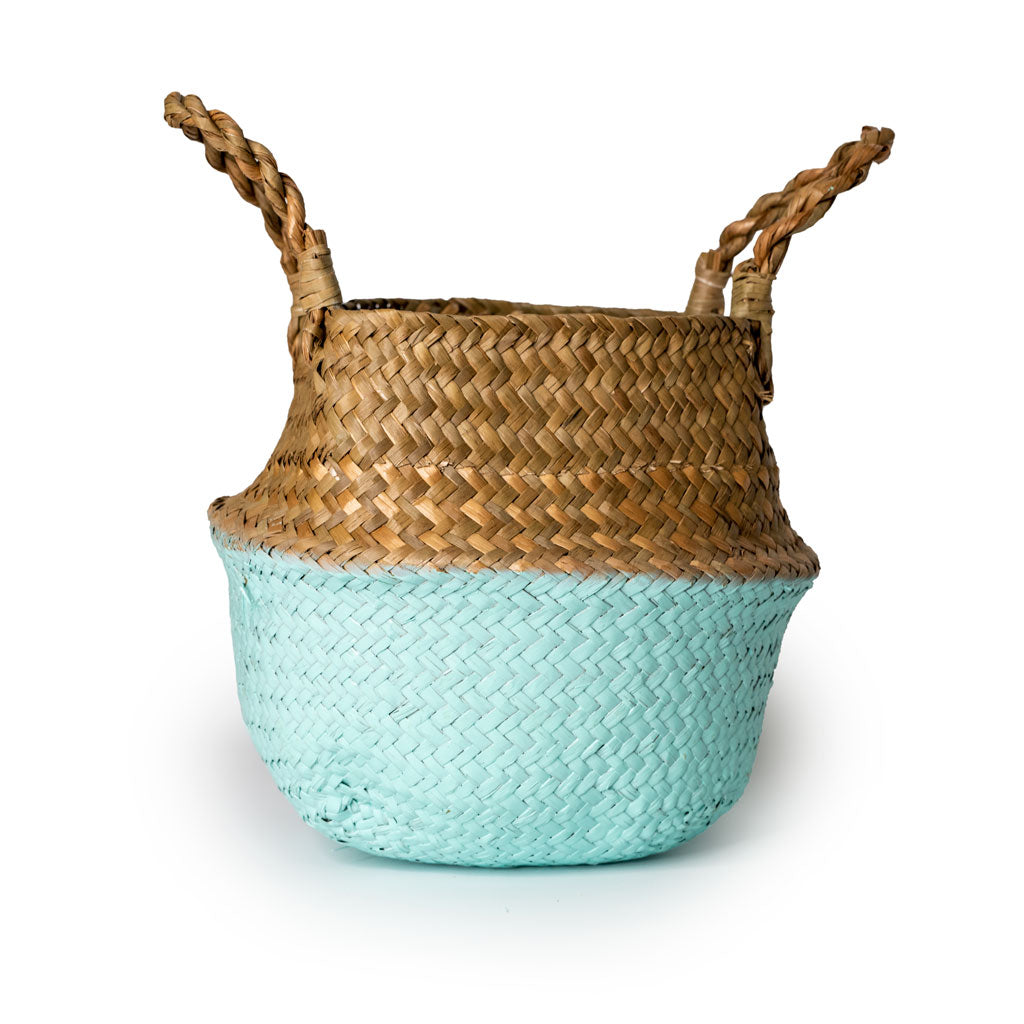 handmade seagrass belly storage basket