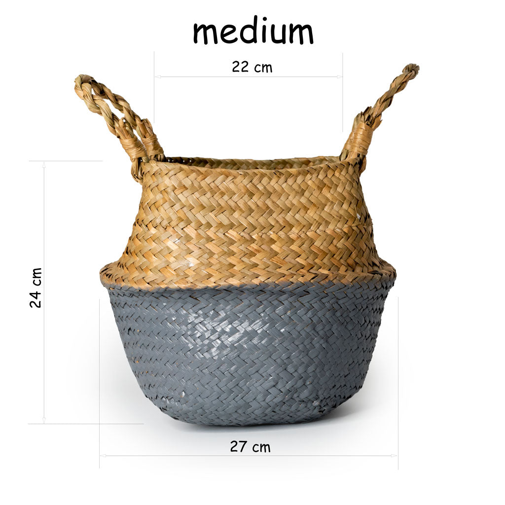 handmade seagrass belly storage basket