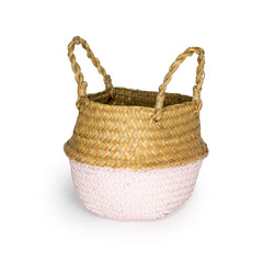 handmade seagrass belly storage basket