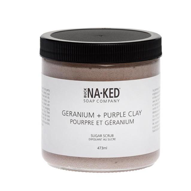 Buck Naked | geranium + purple clay sugar scrub