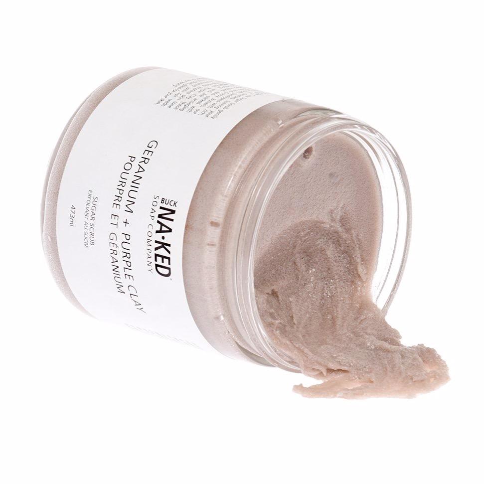 Buck Naked | geranium + purple clay sugar scrub