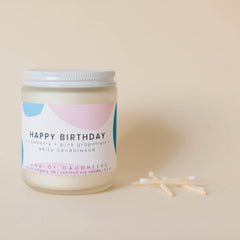 happy birthday (strawberry + grapefruit + sandalwood) - all natural organic scented candle