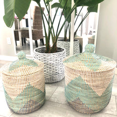 handwoven seagrass laundry hamper storage basket