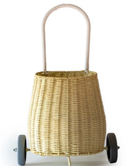 handmade basket on wheels-rattan wicker pull luggy