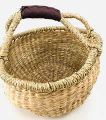 handwoven natural seagrass boho bolga basket