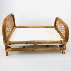 vintage rattan wicker natural doll bed pretend play toy