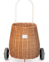 handmade basket on wheels-rattan wicker pull luggy