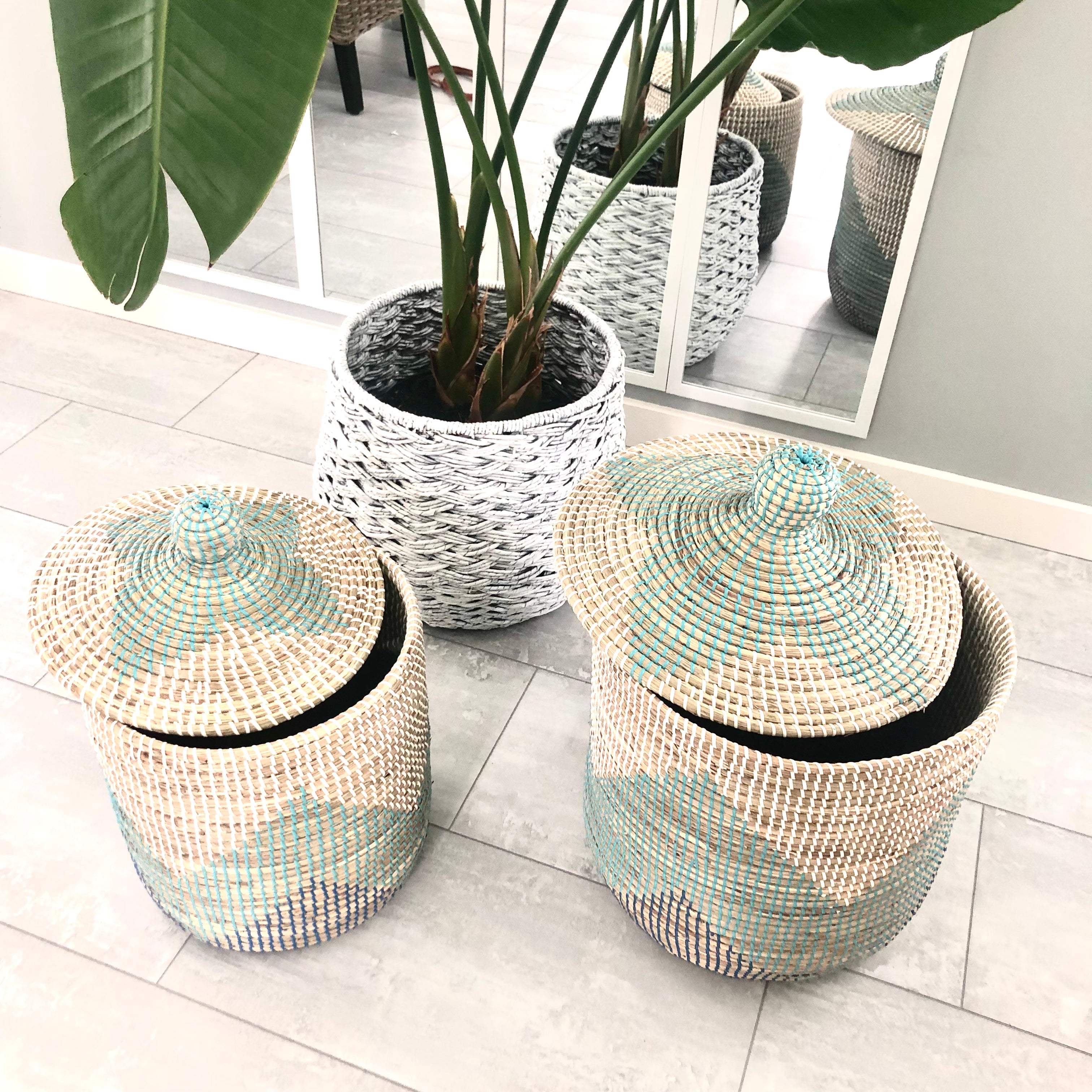 handwoven seagrass laundry hamper storage basket