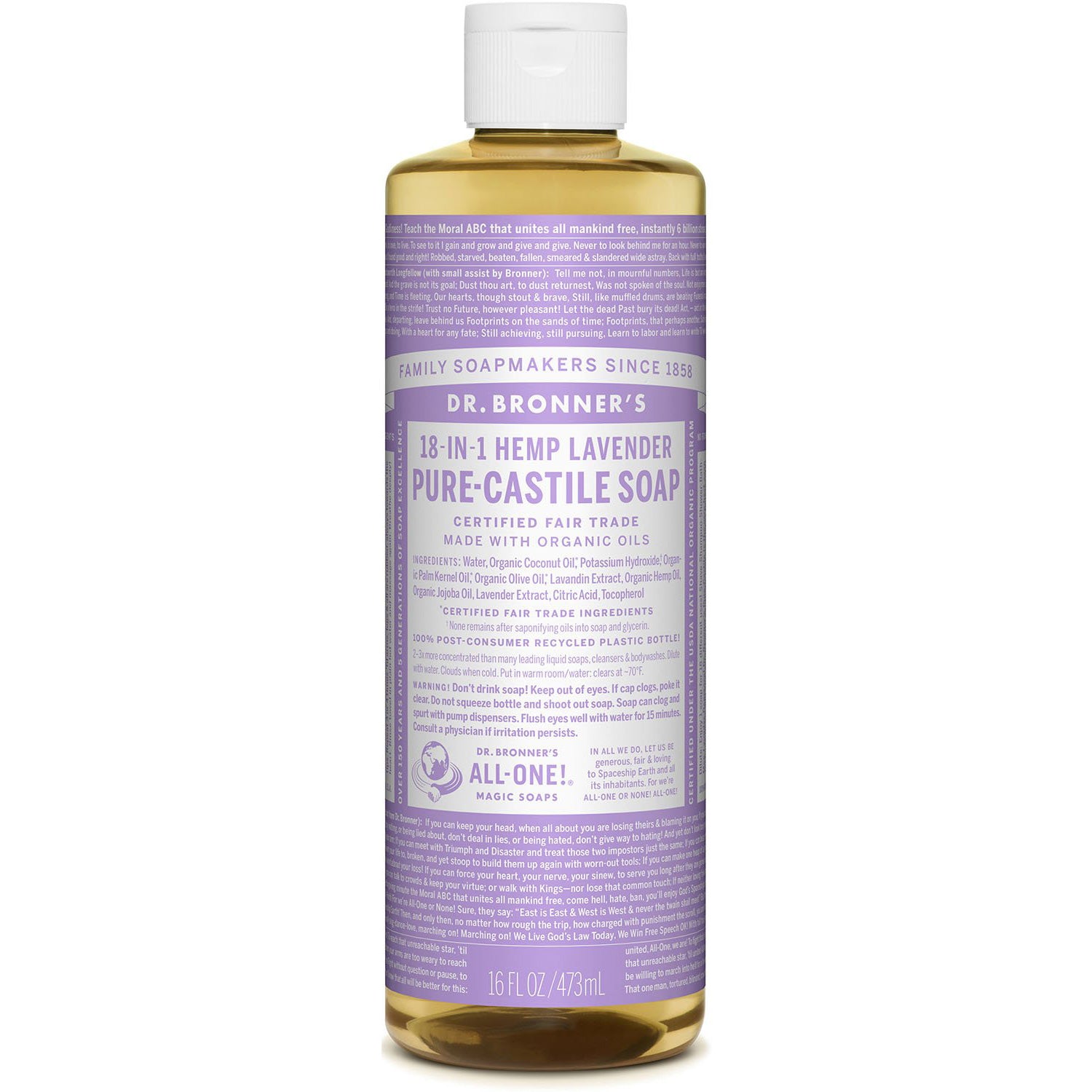 organic pure castile liquid soap - lavender | Dr. Bronner's