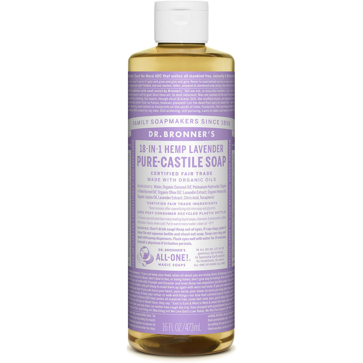 organic pure castile liquid soap - lavender | Dr. Bronner's