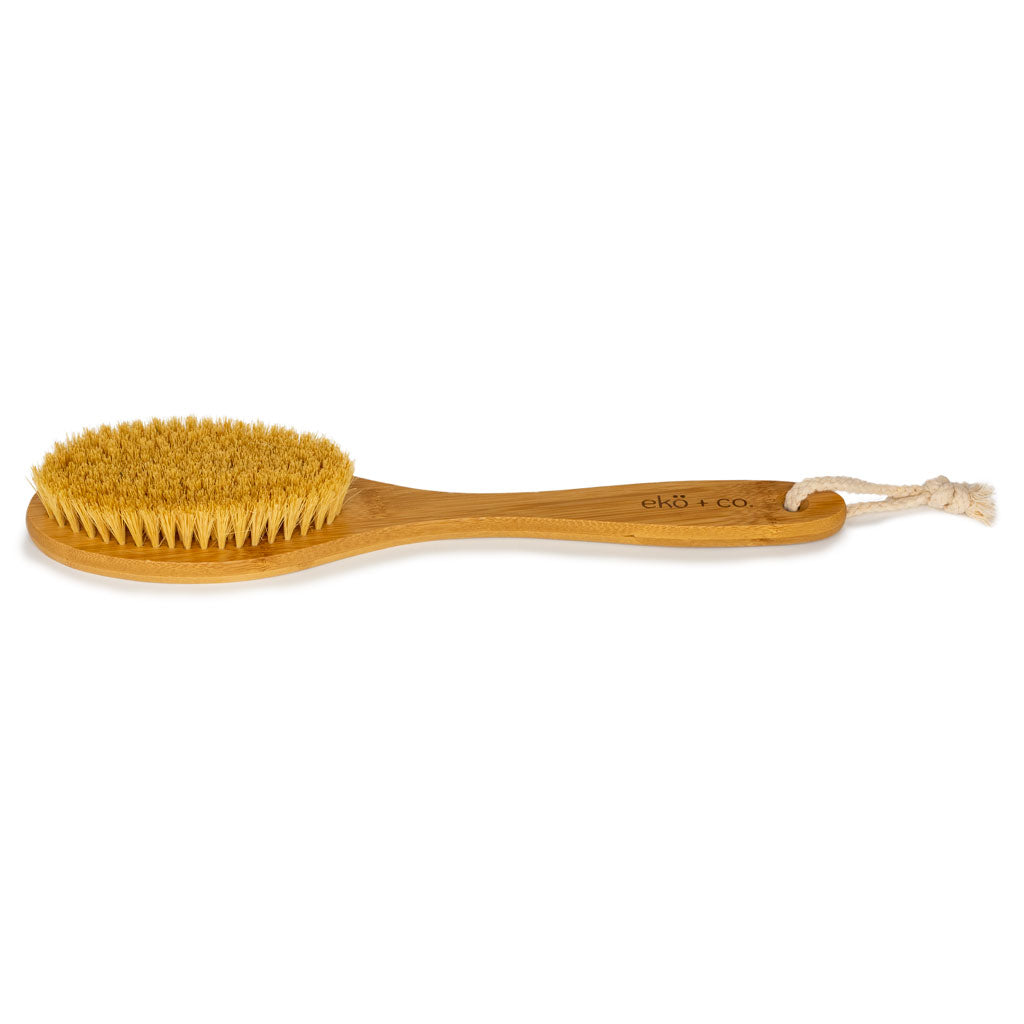 sisal long handle dry body brush with rope